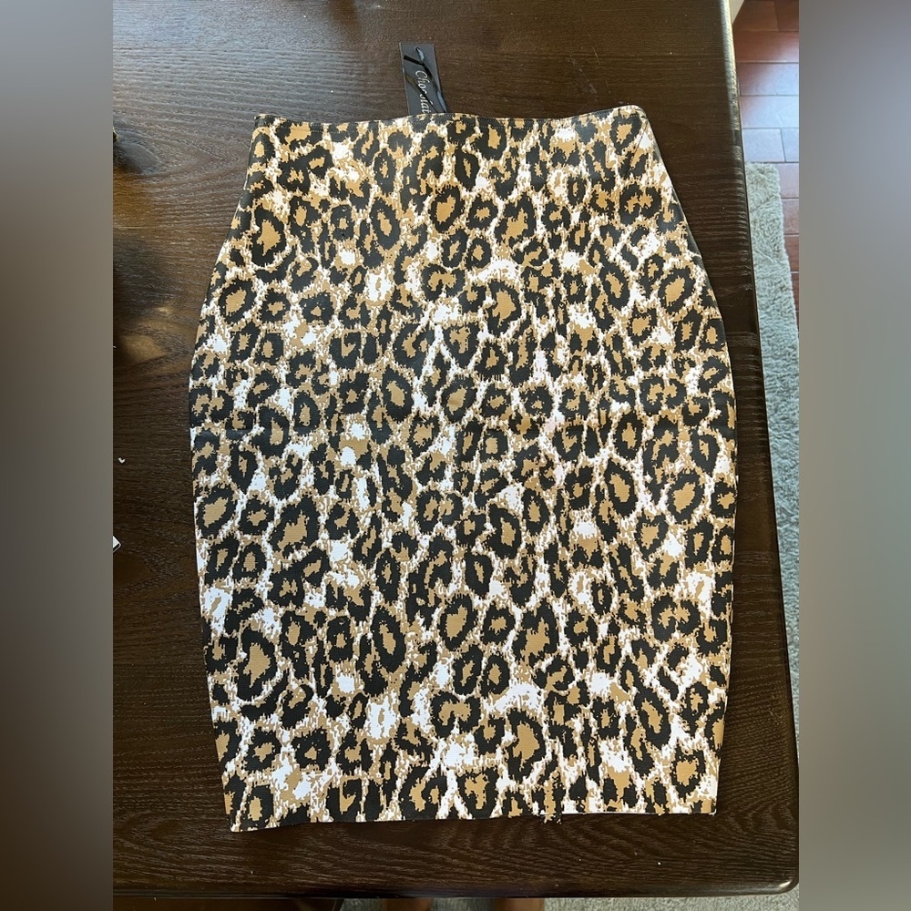 NWT Chocolate Leopard Print Pencil Skirt - High Waisted Small - Picture 2 of 8